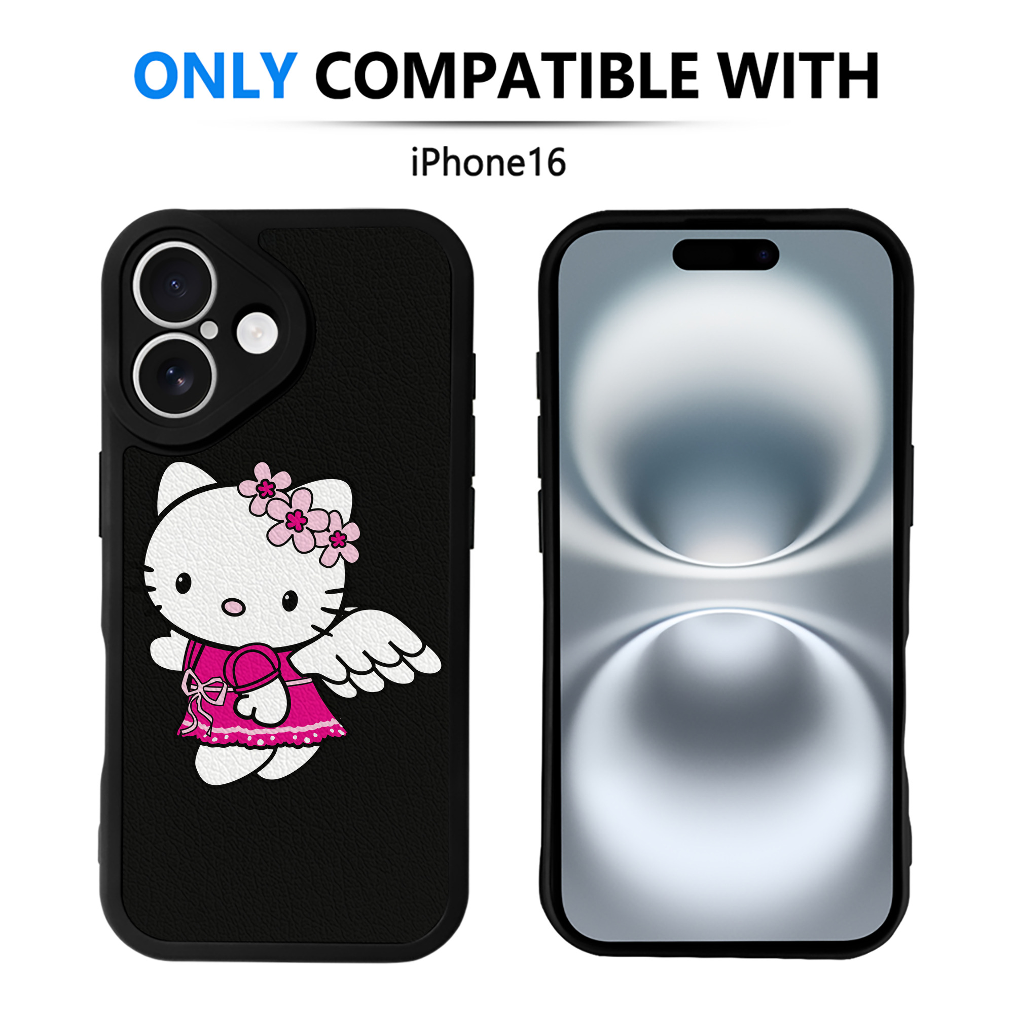 （画像用） Hello Kitty ハローキティ 【iPhone 16シリーズ対応】シリコンスマホケース（レザー調） 材質：シリコン